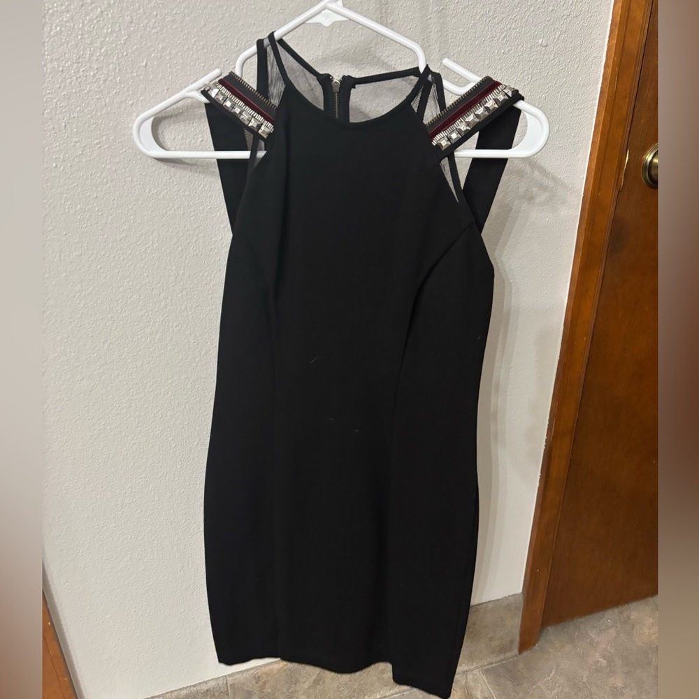 French Connection Black Sheath Mini Dress Halter Sleeveless
